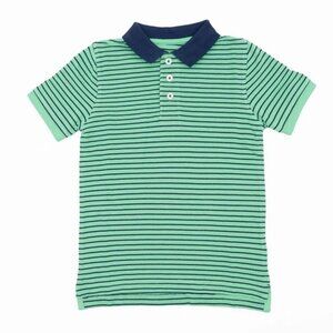 Mini Boden Boys Green Striped Short Sleeve Polo Shirt, Size 8/9